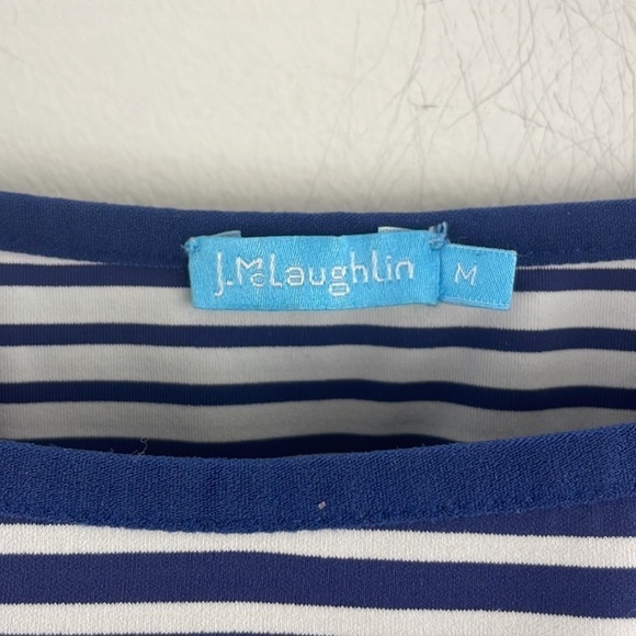 J. McLaughlin Stripe Boat Neck 3/4 Sleeve  Tee Sz M - Picture 3 of 5